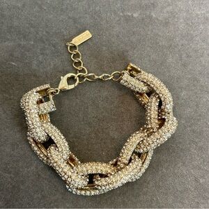 BaubleBar Pave Rhinestone Oval Chain Links Chunky Bracelet